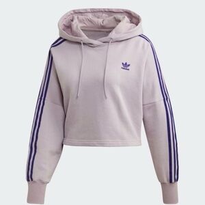 Adidas Sz S Women's Crop Purple Pullover Hoodie